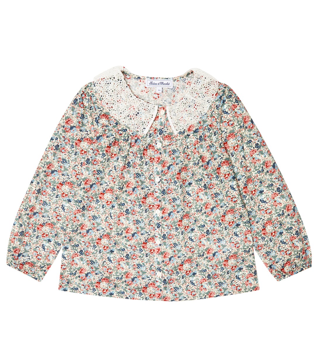 Lace-trimmed floral cotton blouse | Tartine et Chocolat