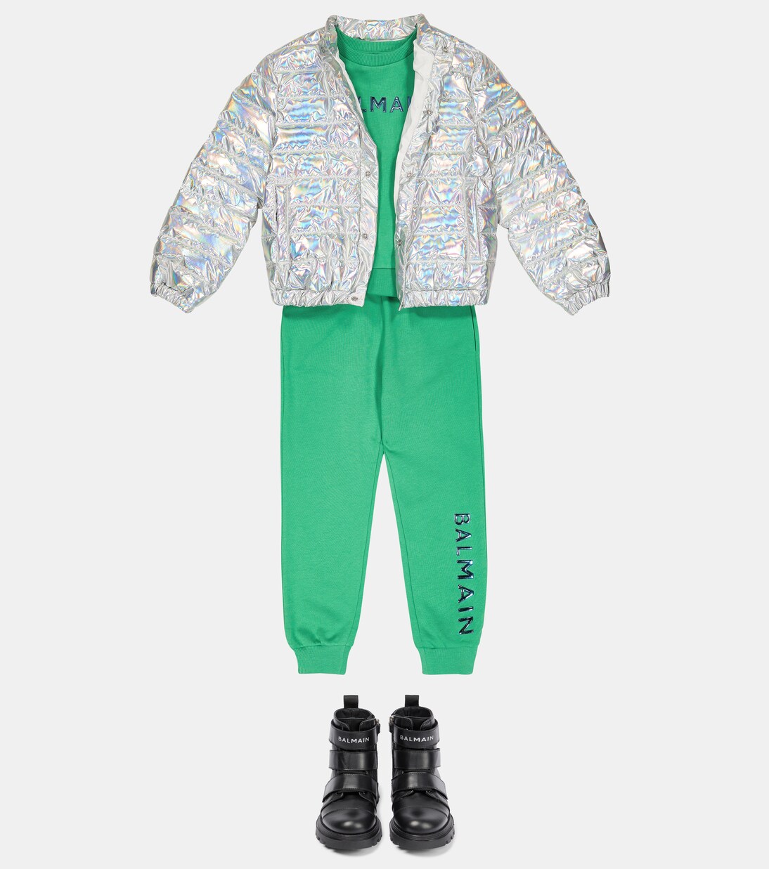 Quilted metallic jacket | Balmain Kids