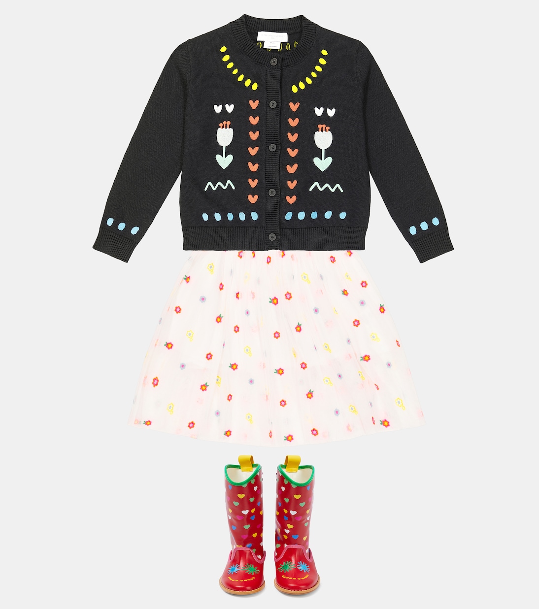 Jupe brodée en tulle à fleurs | Stella McCartney Kids
