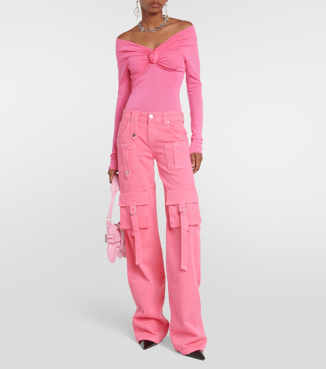 Low-Rise-Cargohose aus Denim | Blumarine