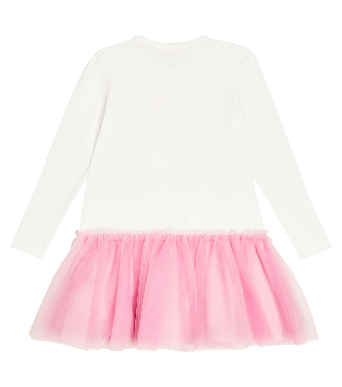 Tulle-trimmed printed cotton dress | Monnalisa