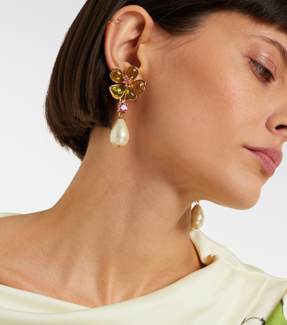 Floral embellished drop earrings | Oscar de la Renta