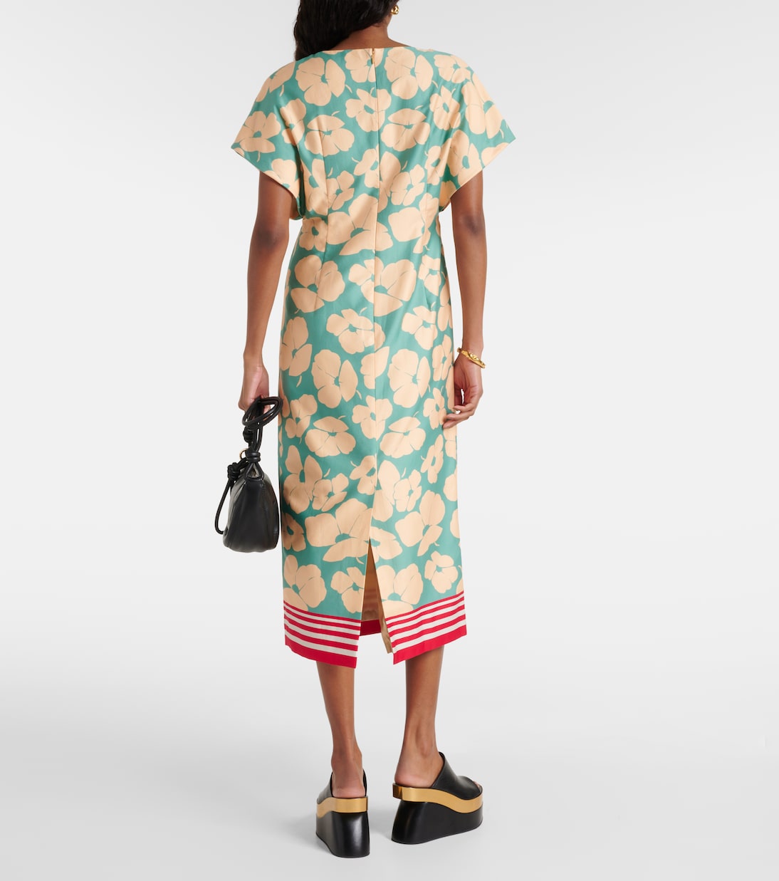 Abito midi in raso con stampa | Dries Van Noten