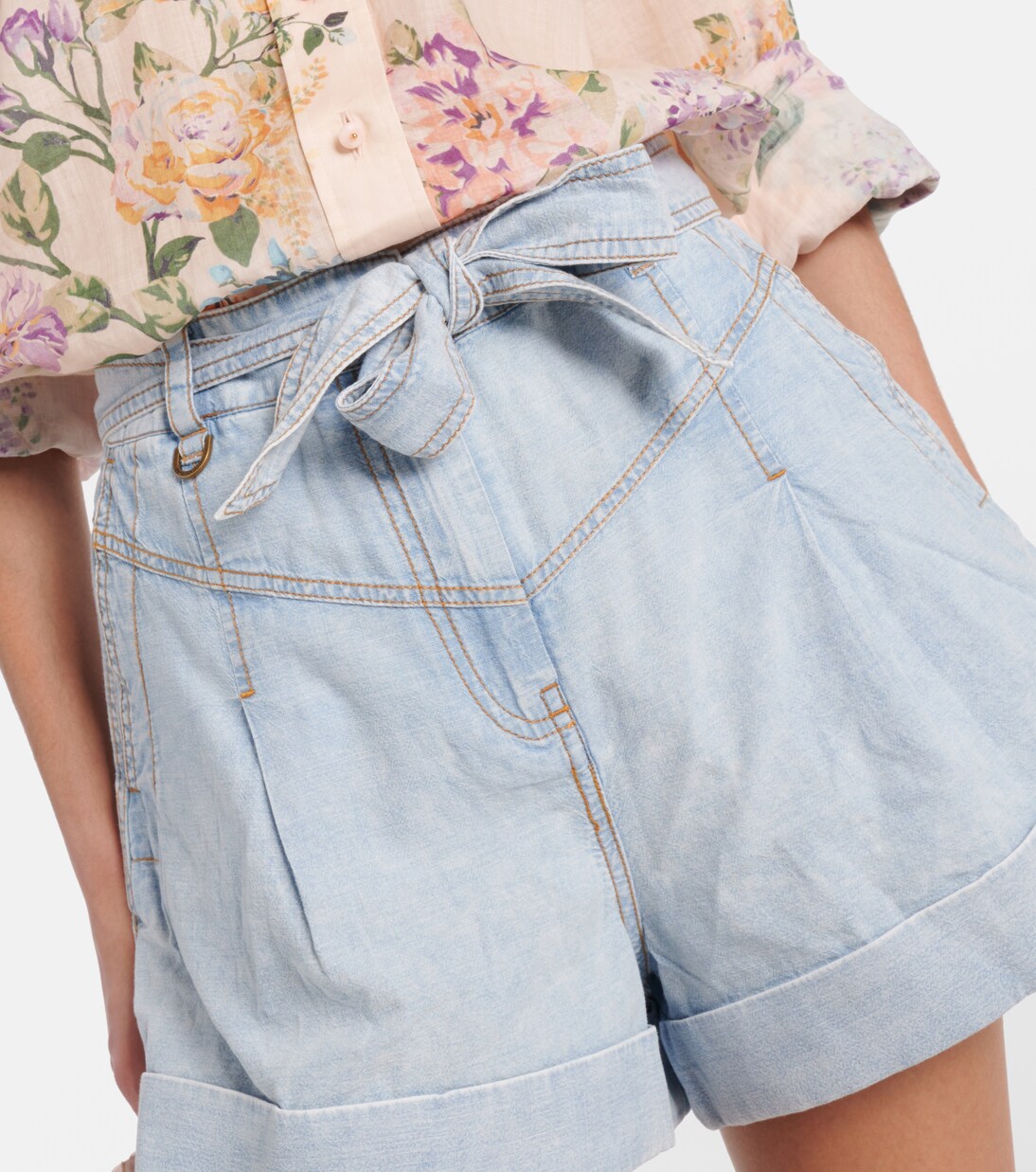 High-rise denim shorts | Zimmermann