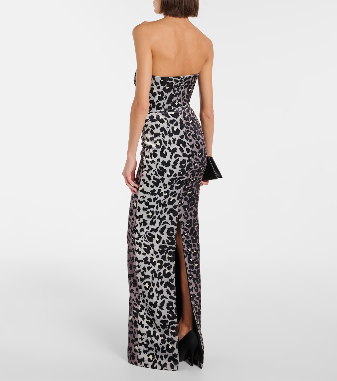 Leopard-print strapless velvet gown | Alex Perry