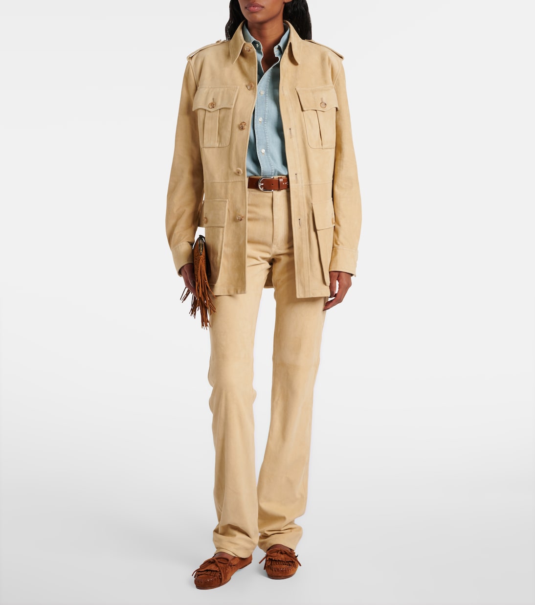 Gerade Low-Rise-Hose Scottie aus Leder | Ralph Lauren Collection