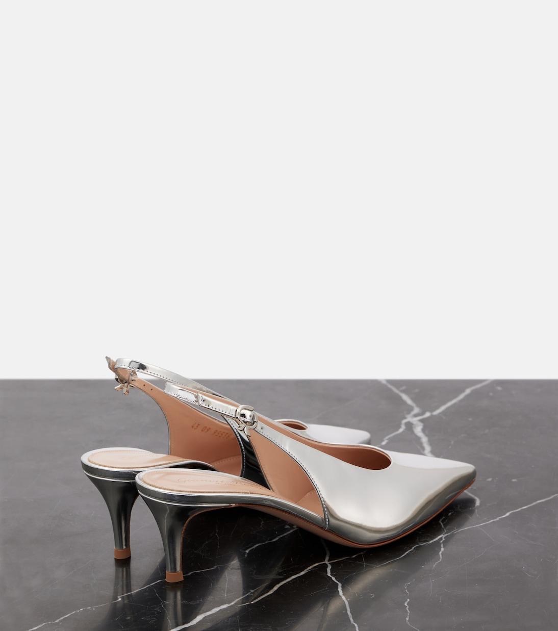 Slingback-Pumps 55 aus Metallic-Leder | Gianvito Rossi