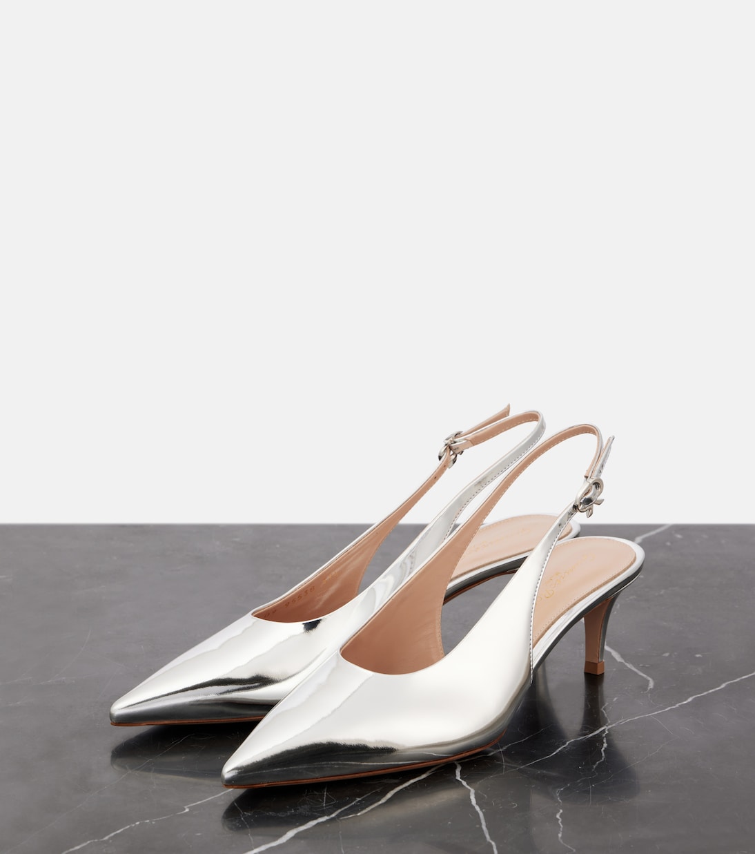 Slingback-Pumps 55 aus Metallic-Leder | Gianvito Rossi