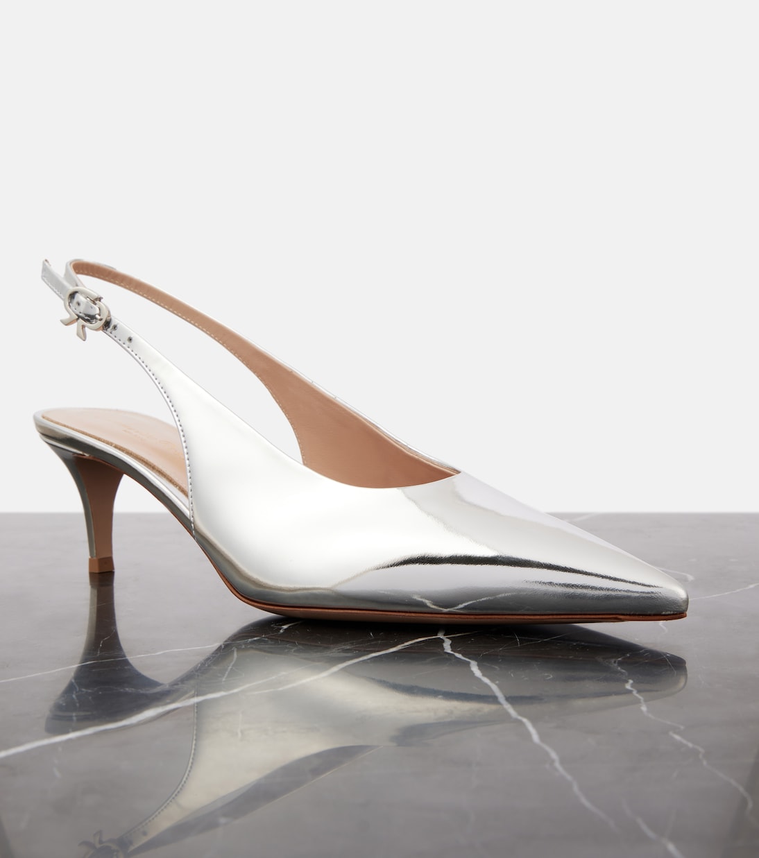 Slingback-Pumps 55 aus Metallic-Leder | Gianvito Rossi