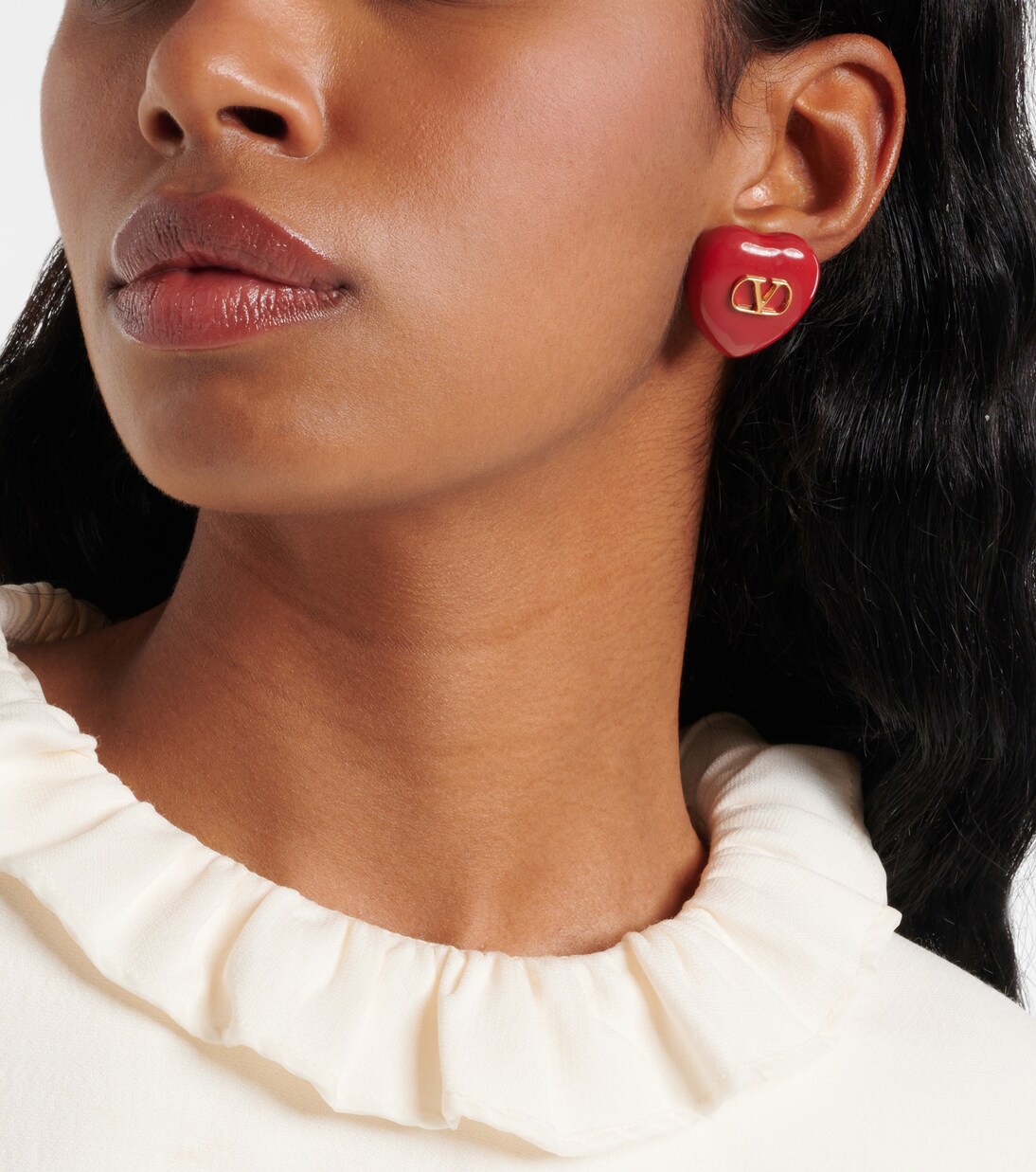 Clip-Ohrringe Coeur Royal aus Emaille | Valentino