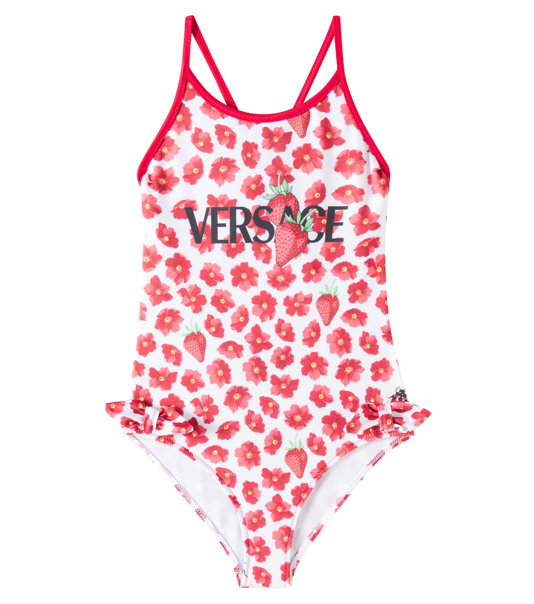 Strawberry Garden bow-detail floral swimsuit | Versace Kids