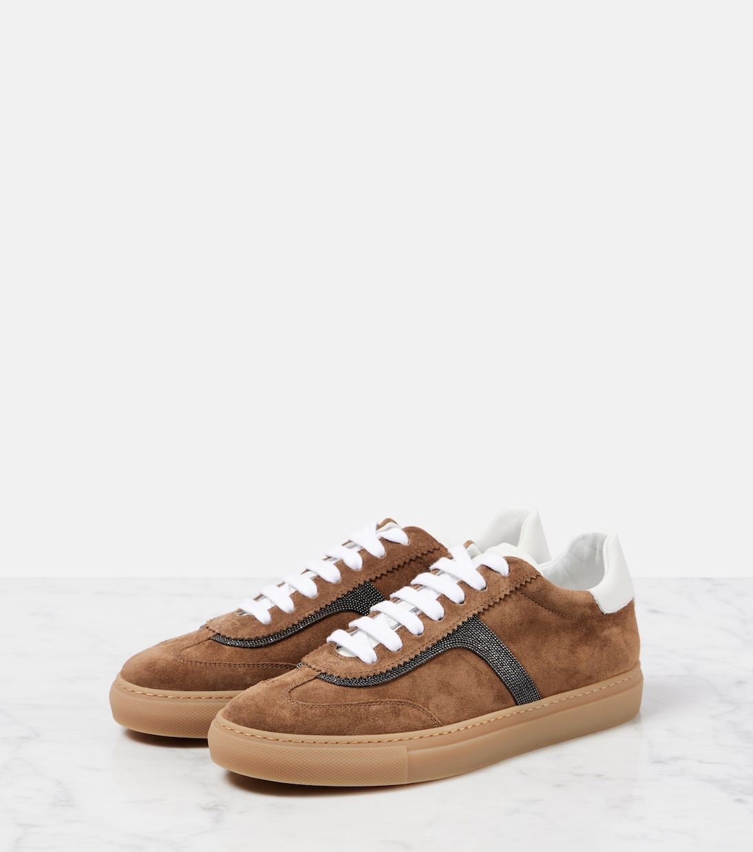 Verzierte Sneakers aus Veloursleder | Brunello Cucinelli