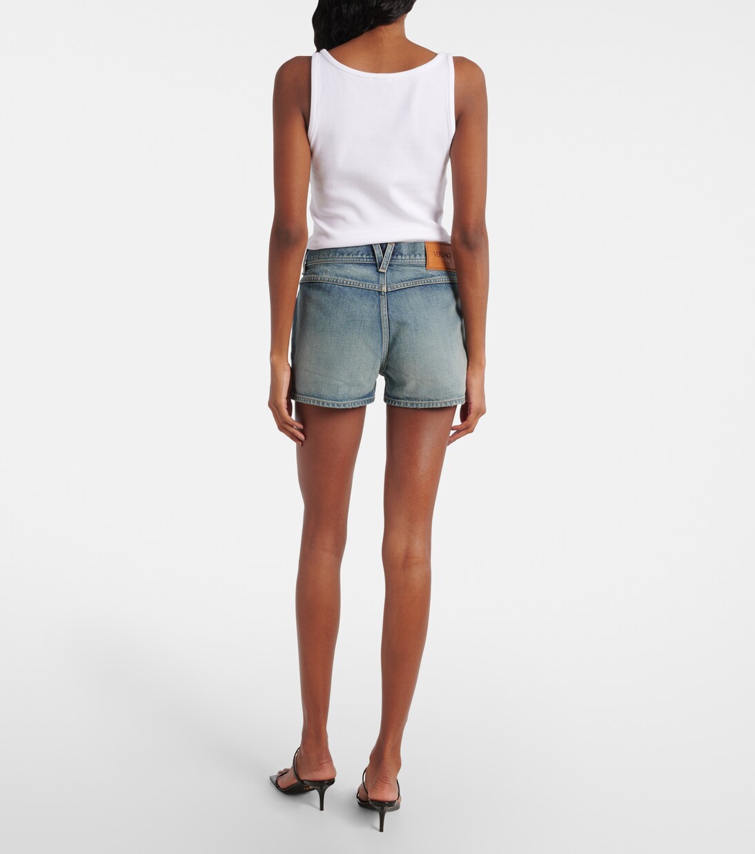 Mid-rise denim shorts | Versace