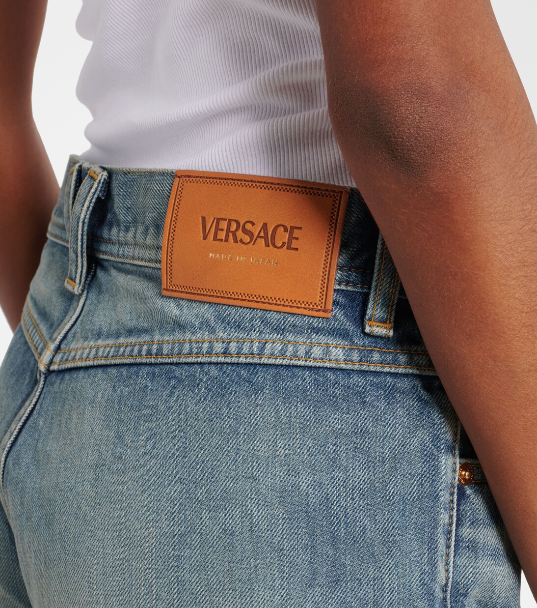 Mid-rise denim shorts | Versace