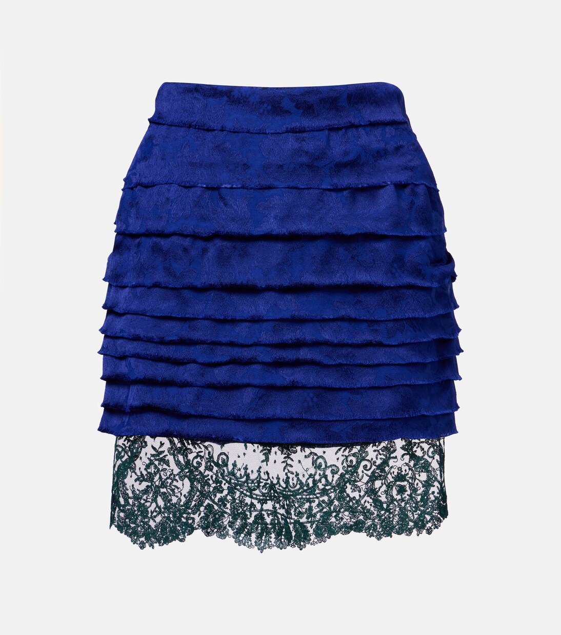 Layered lace-trimmed jacquard miniskirt | Saint Laurent