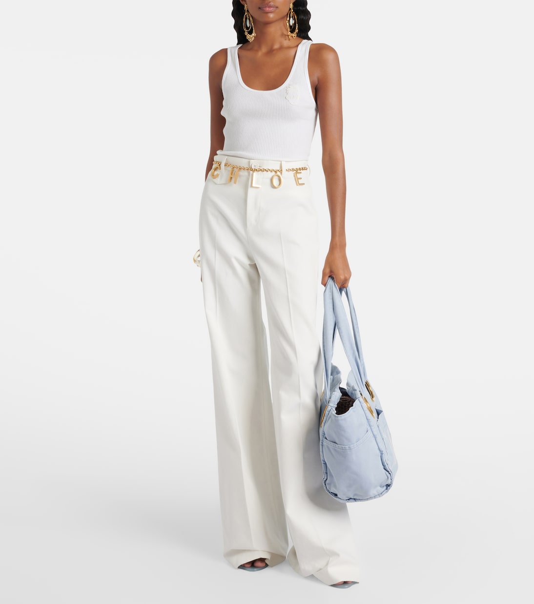 High-rise cotton canvas flared pants | Chloé
