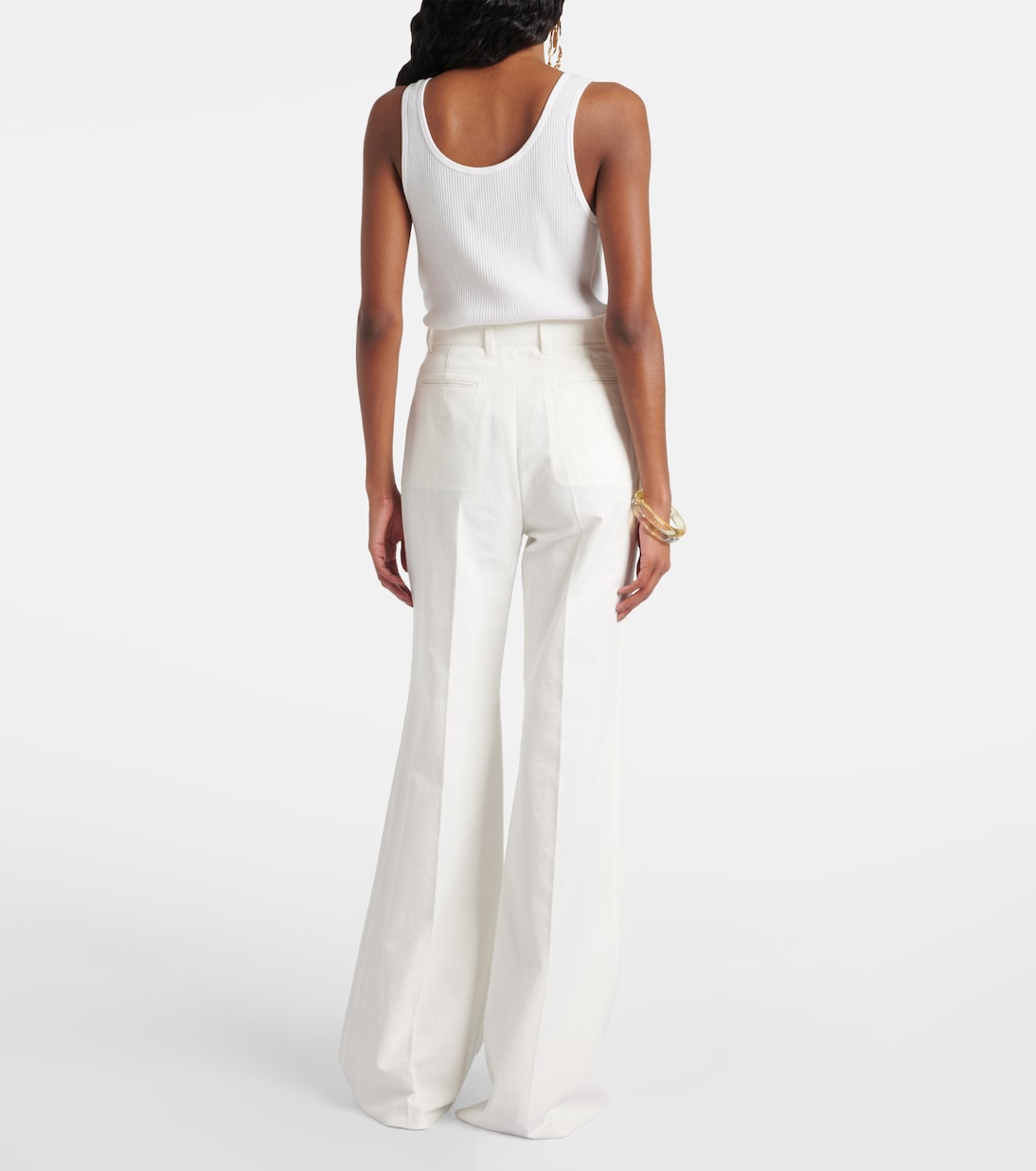 High-rise cotton canvas flared pants | Chloé