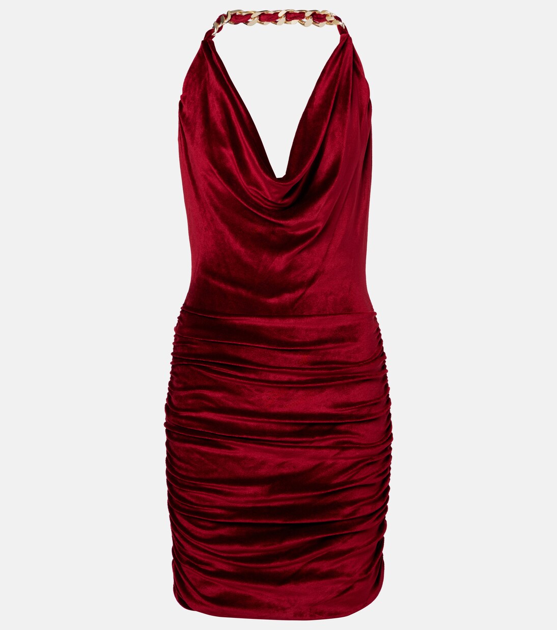 Chain-detail draped velvet minidress | Balmain