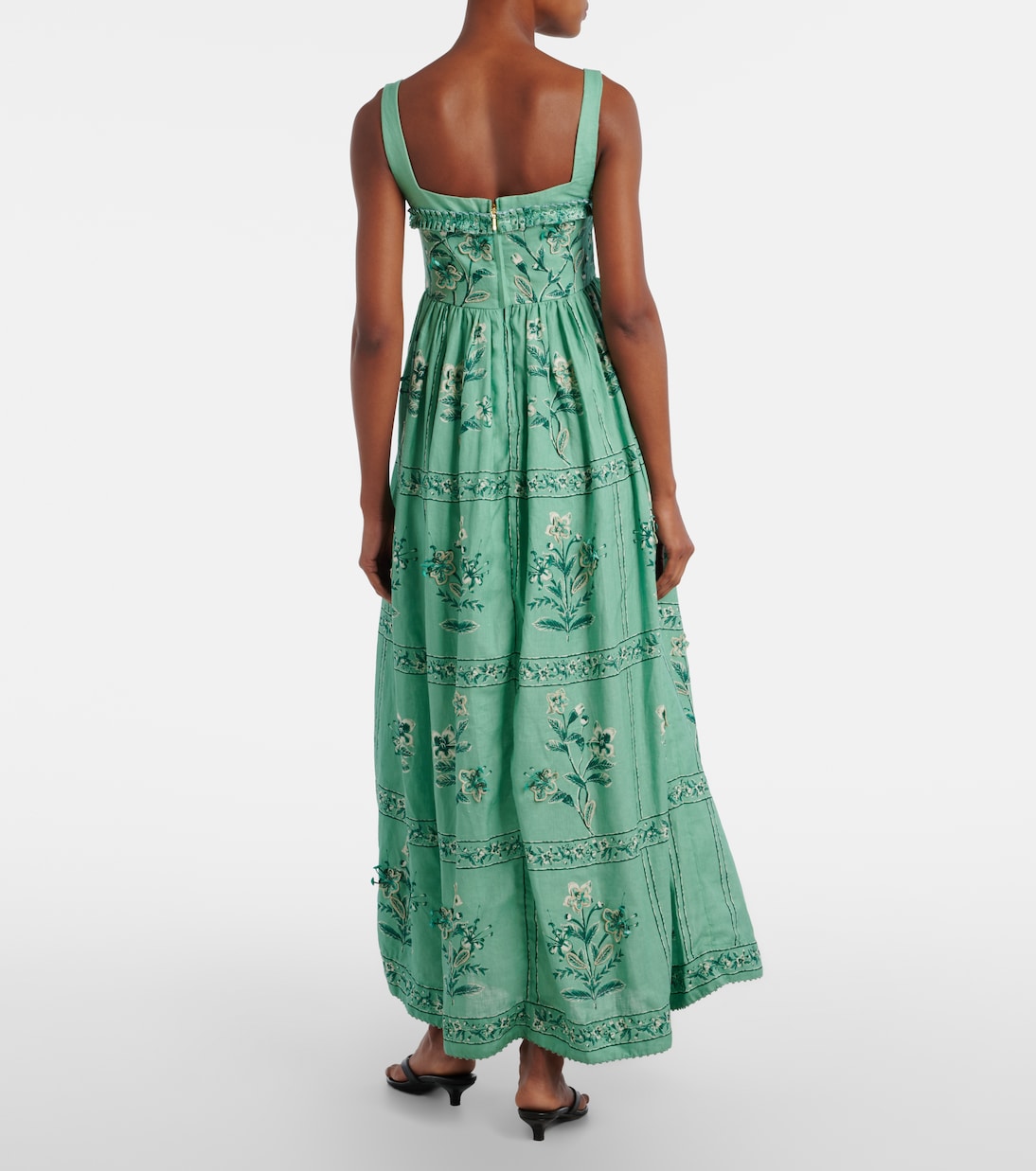 Besticktes Maxikleid Barbara aus Leinen | Agua by Agua Bendita