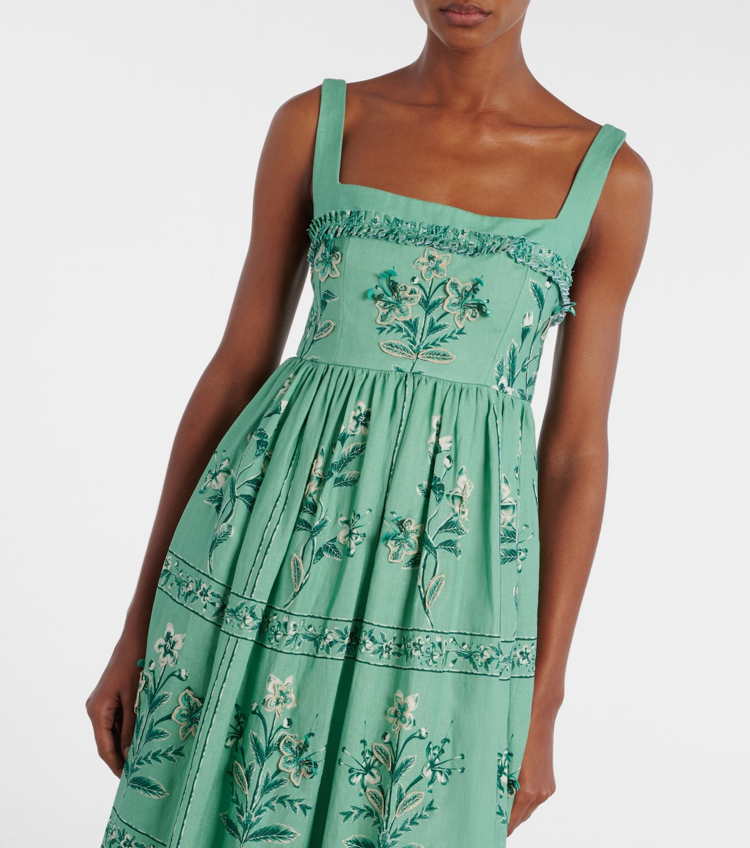 Besticktes Maxikleid Barbara aus Leinen | Agua by Agua Bendita