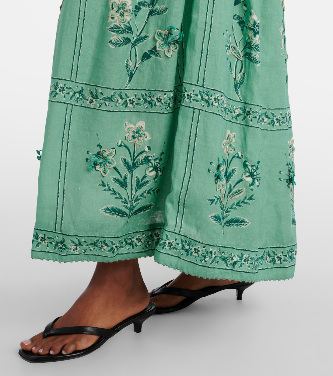 Besticktes Maxikleid Barbara aus Leinen | Agua by Agua Bendita