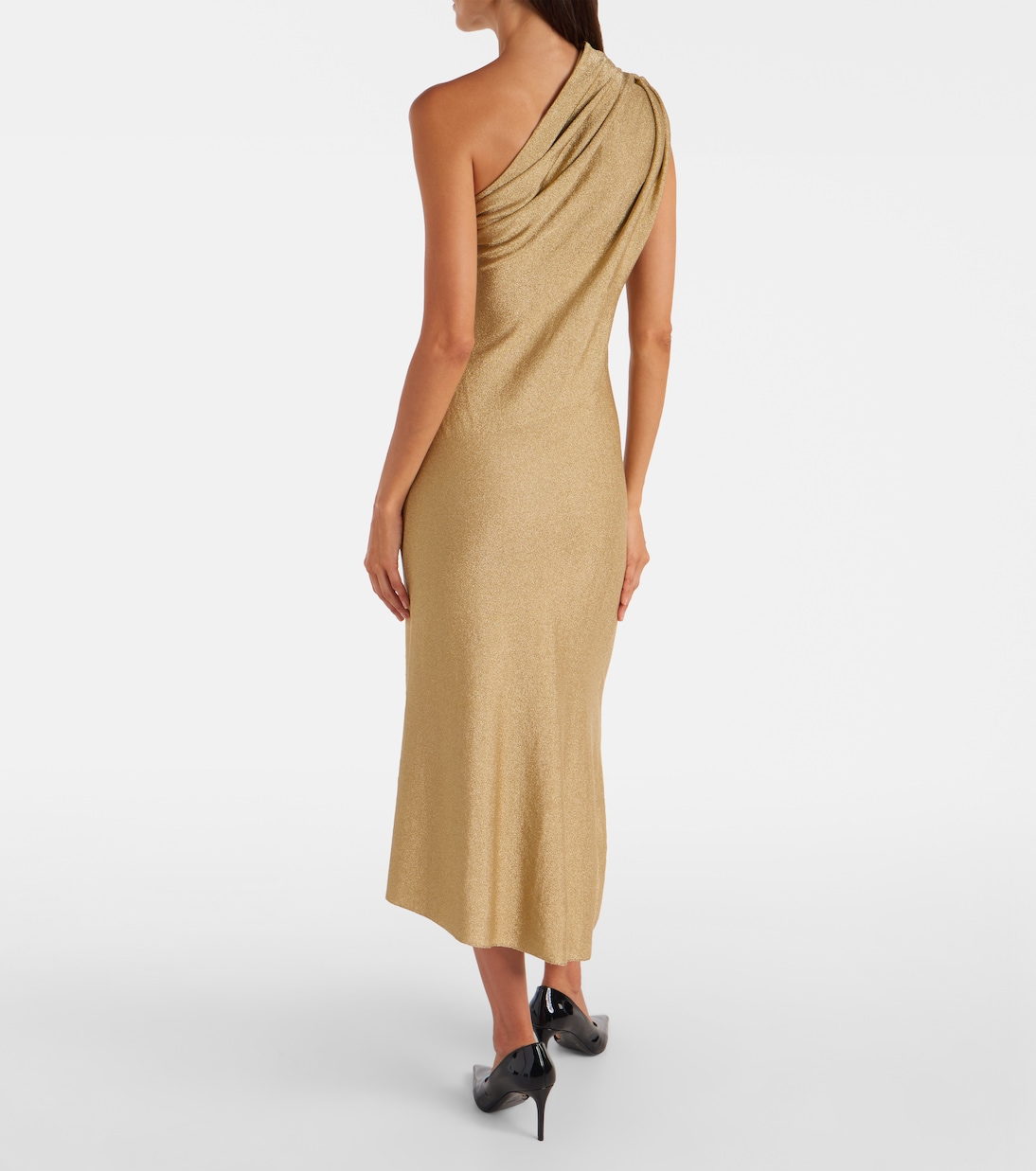 Coast one-shoulder lamé midi dress | Khaite