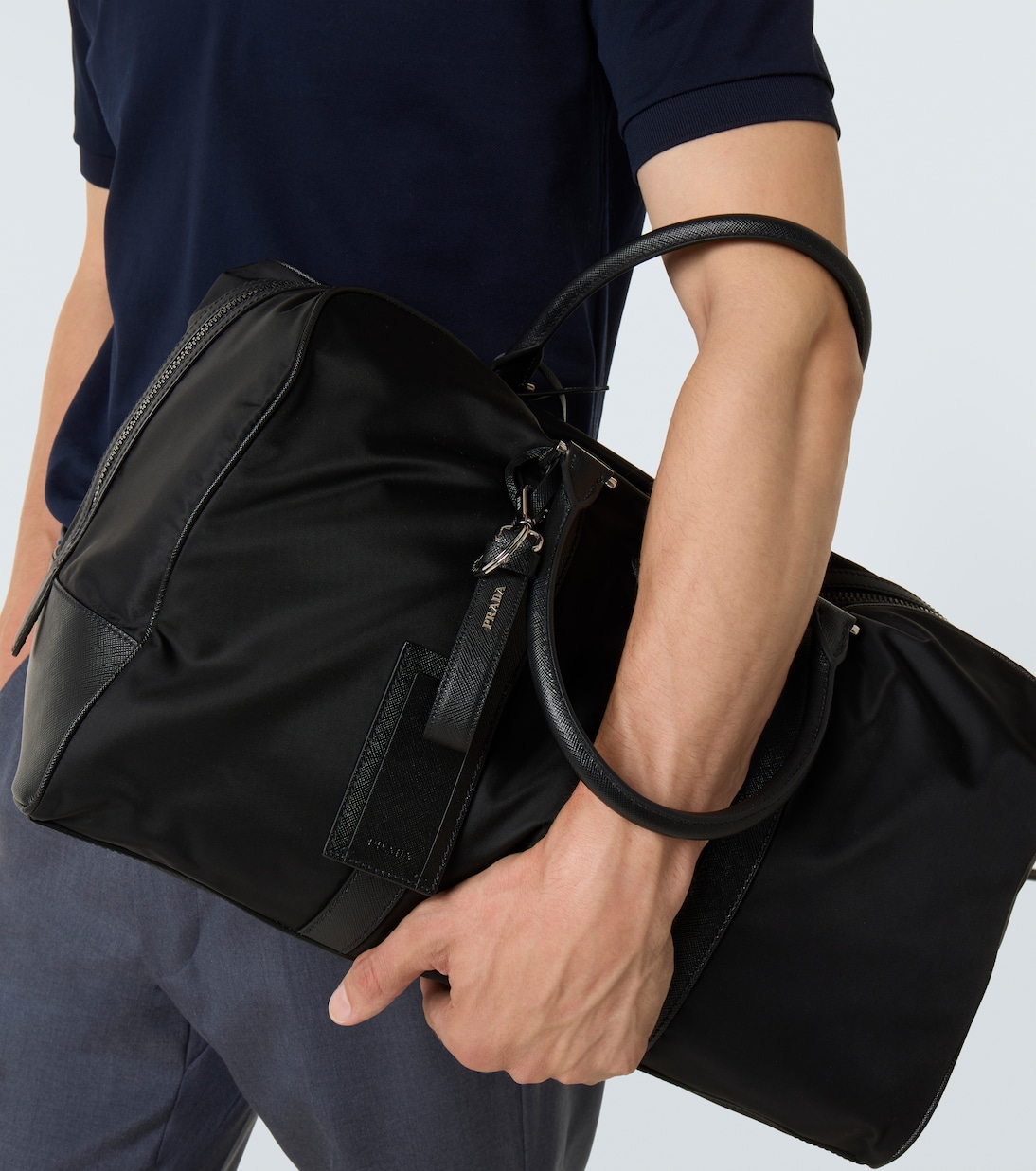 Saffiano logo leather keychain | Prada