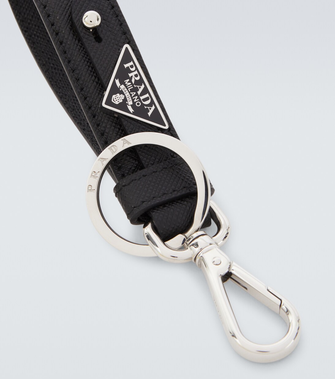 Saffiano logo leather keychain | Prada