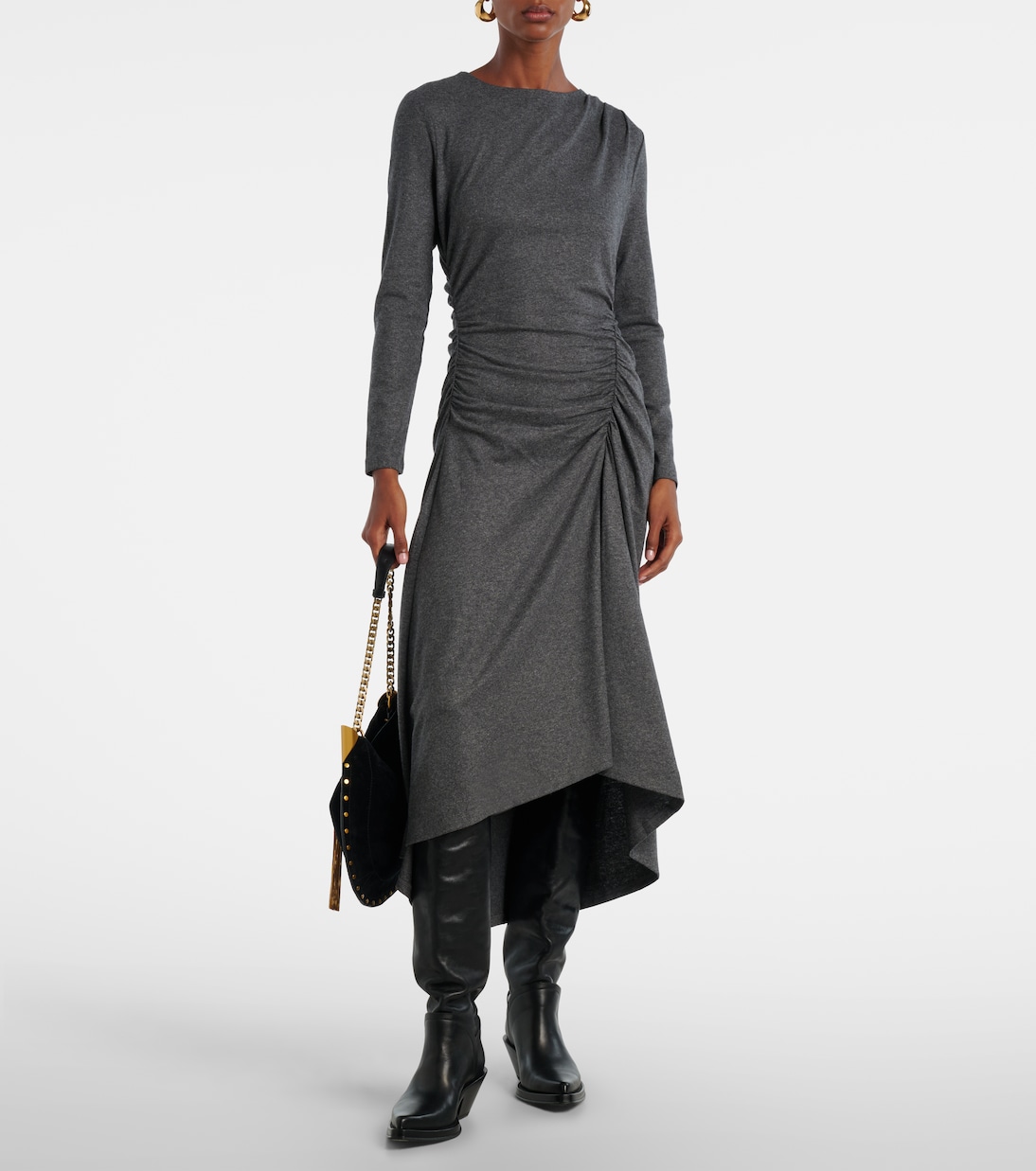 Theodora ruched wool-blend midi dress | Veronica Beard