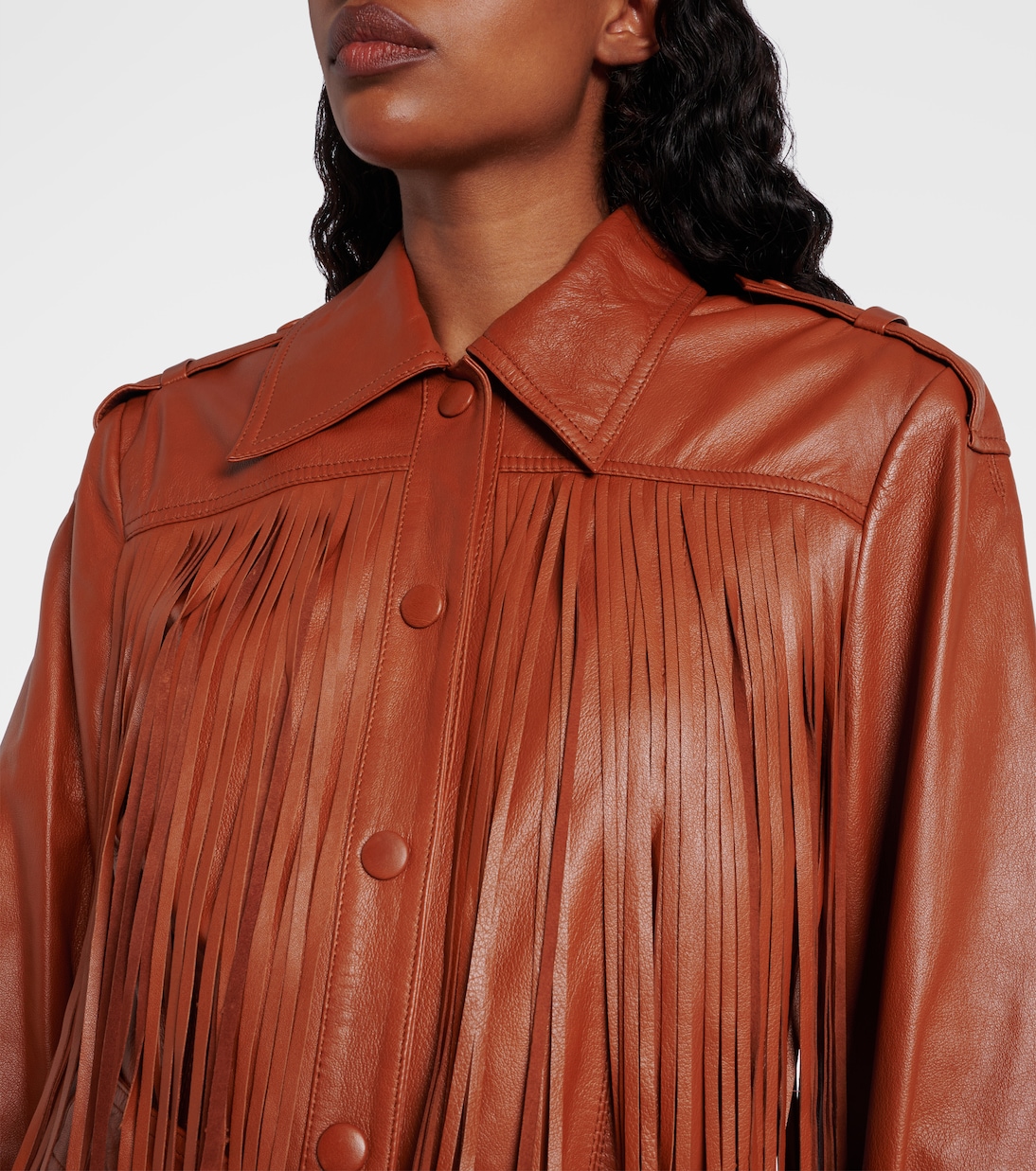 Fringed leather jacket | Farm Rio