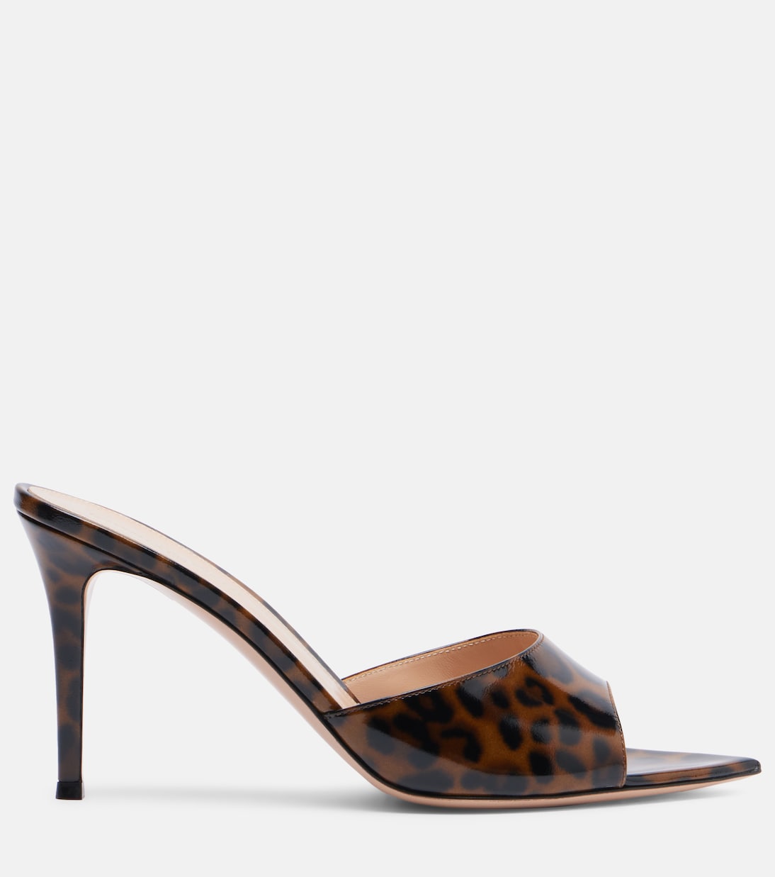 Elle 85 leopard-print patent leather sandals | Gianvito Rossi