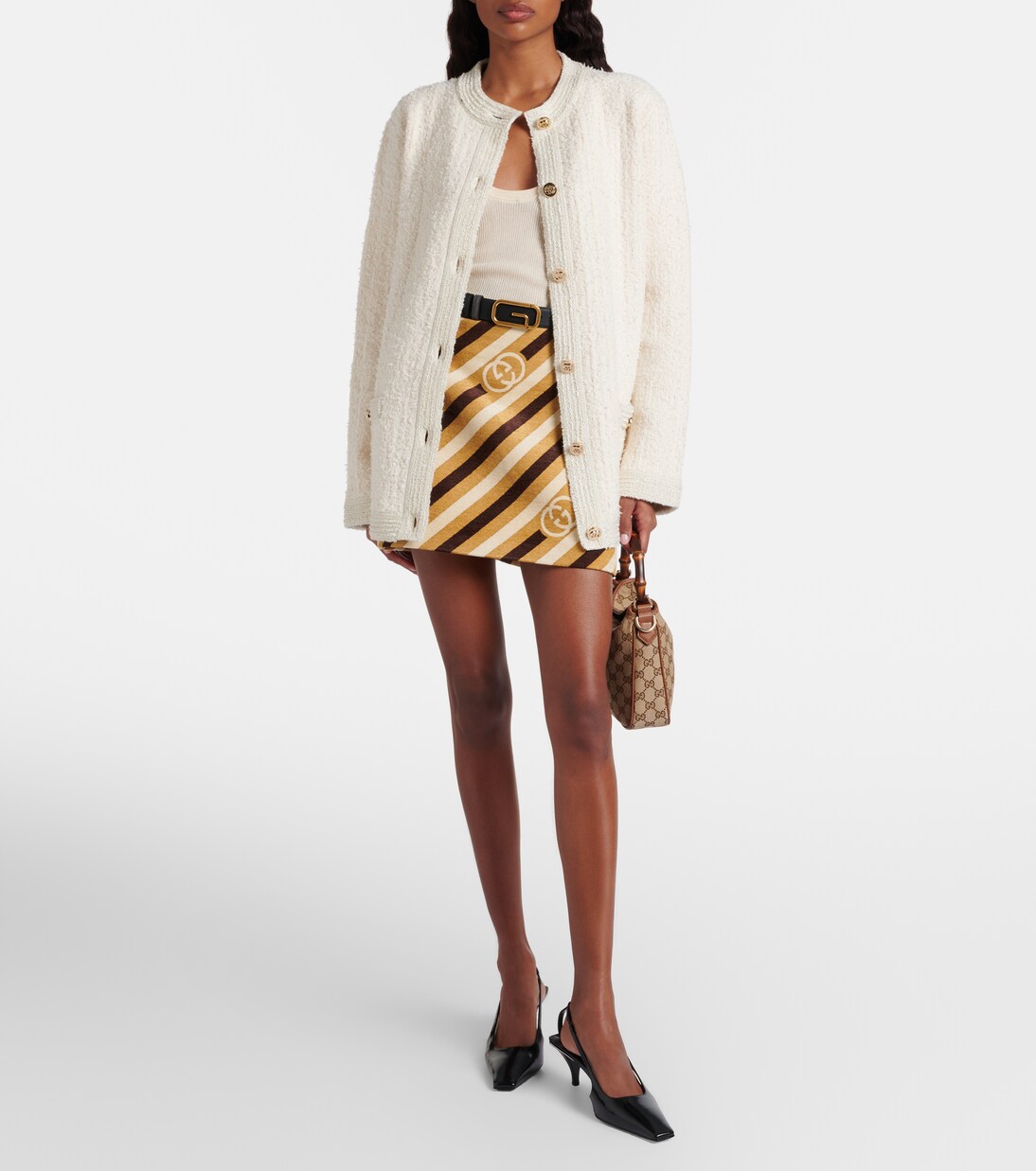 Wool-blend lamé bouclé cardigan  | Gucci