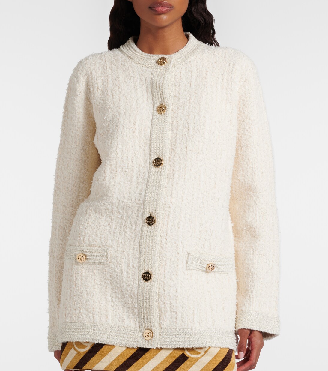 Wool-blend lamé bouclé cardigan  | Gucci