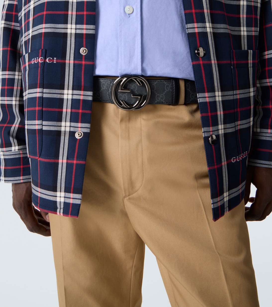 GG Canvas Interlocking G reversible leather belt | Gucci