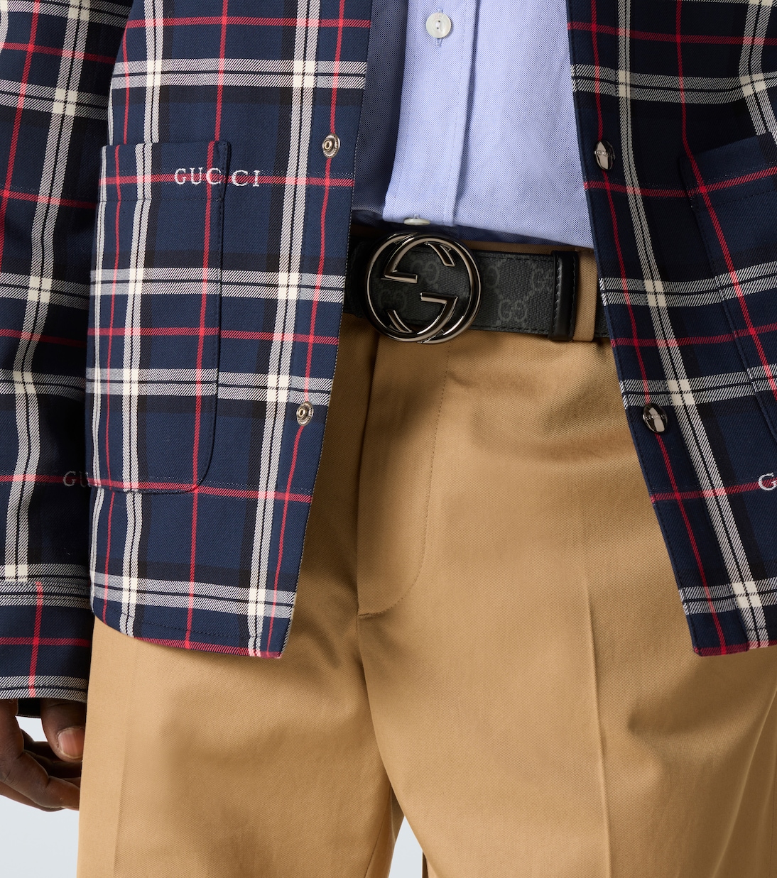 GG Canvas Interlocking G reversible leather belt | Gucci