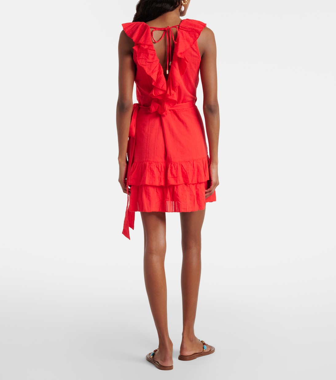 Abito a portafoglio Molly in cotone con volant | Melissa Odabash