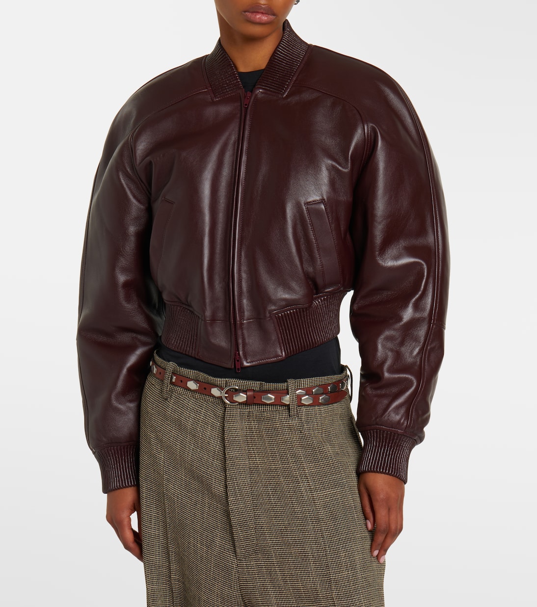 Cropped leather bomber jacket | Phoebe Philo