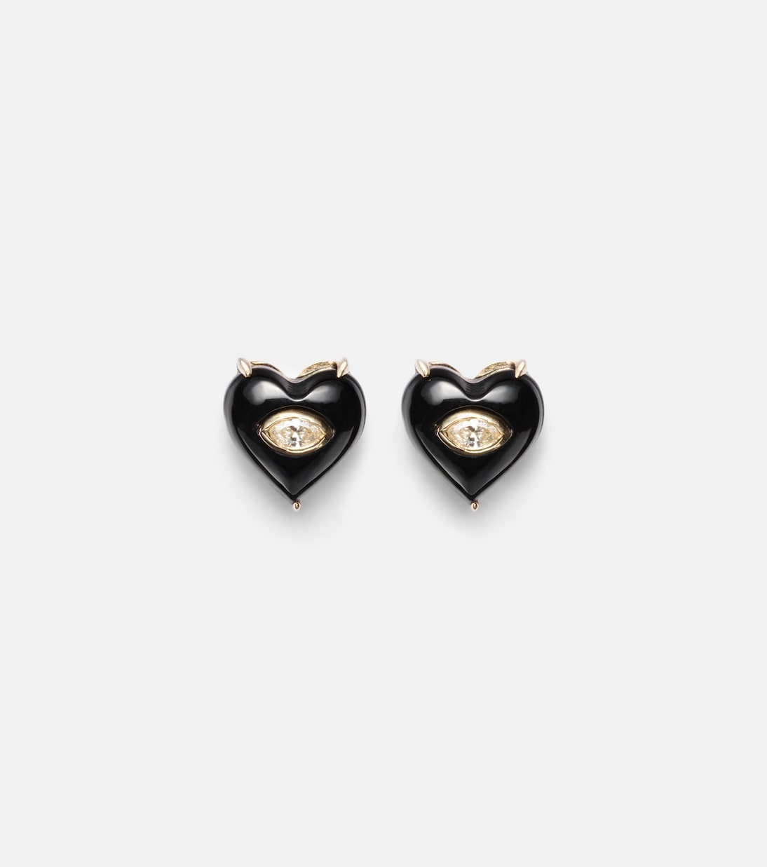Boucles d’oreilles en or 14 ct (585/1000), diamants et onyx | Sydney Evan