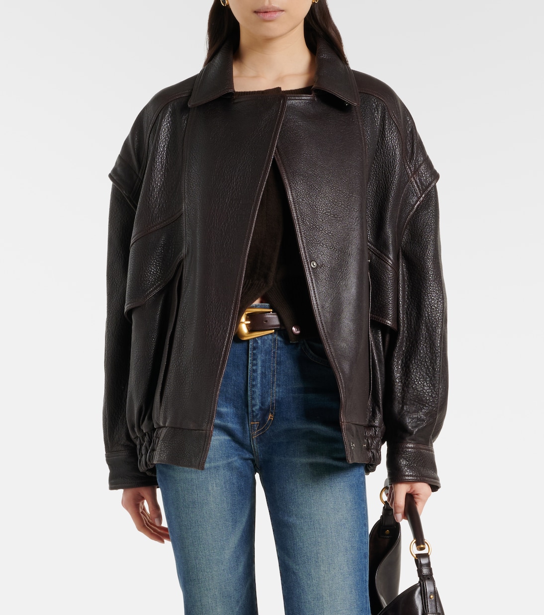 Micah leather bomber jacket | Nour Hammour