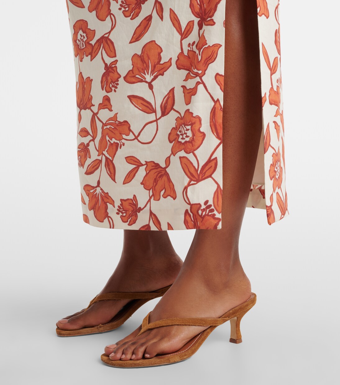Chloe one-shoulder floral linen-blend midi dress | SIR