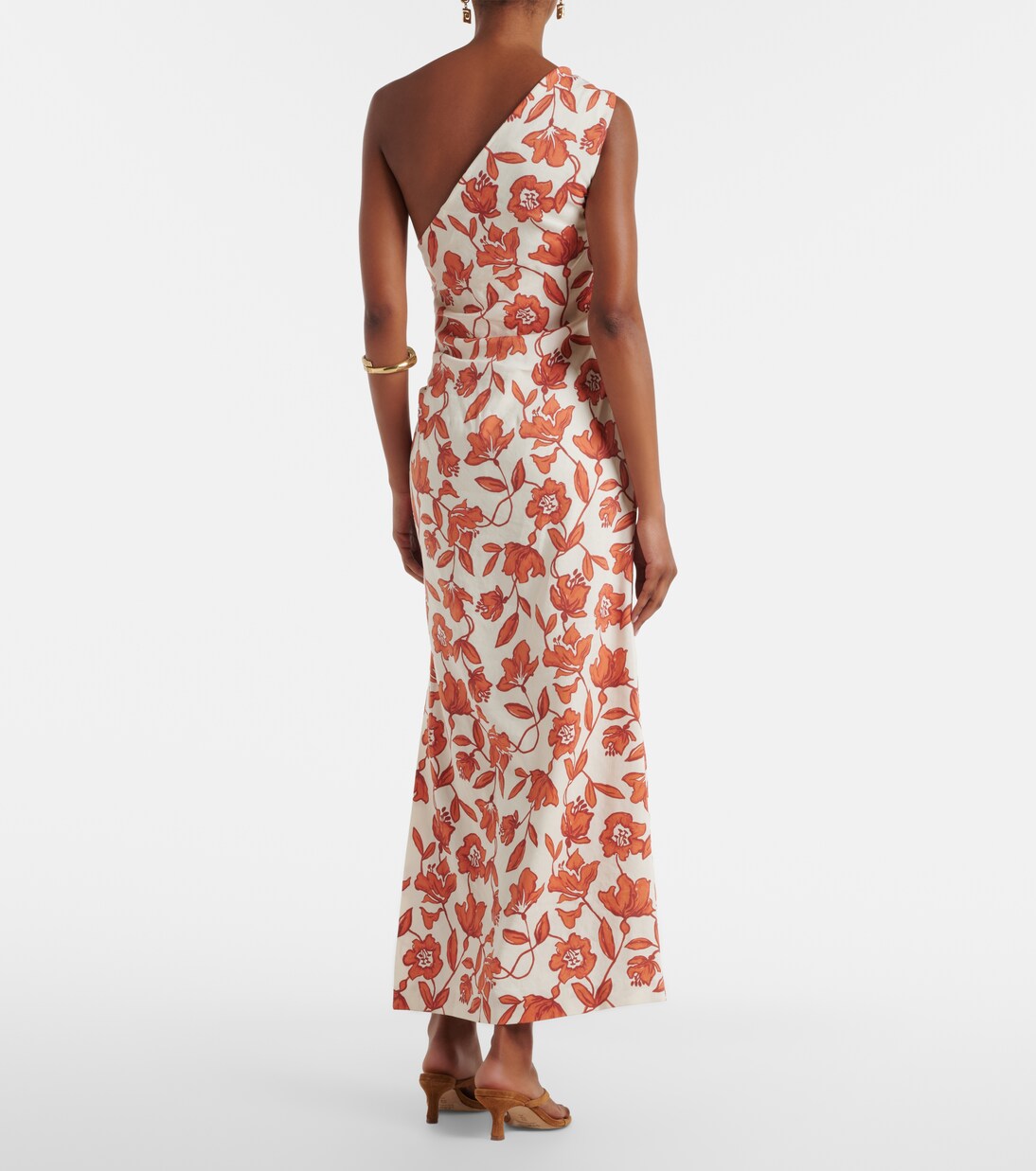 Chloe one-shoulder floral linen-blend midi dress | SIR