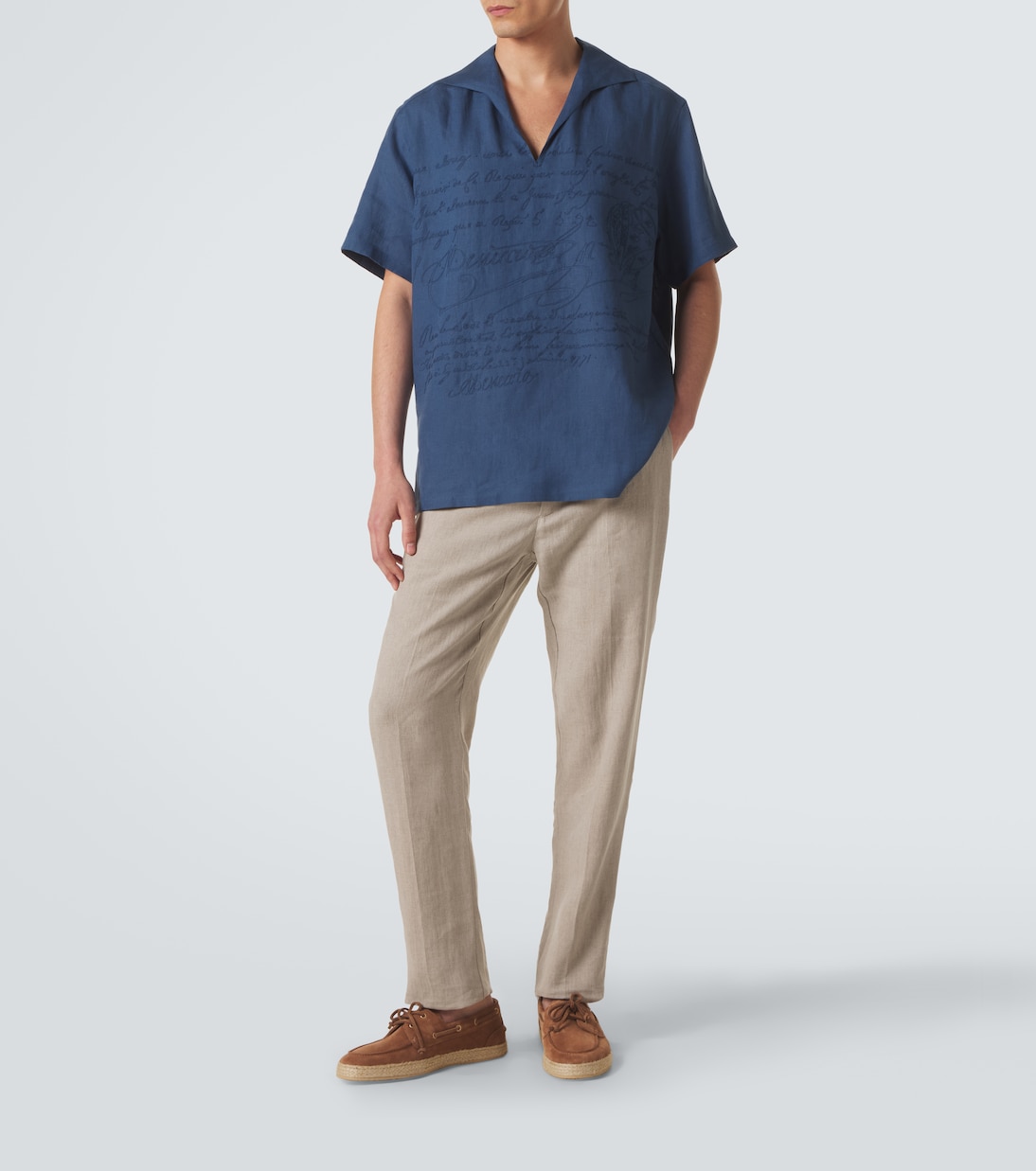 Scritto embroidered linen shirt | Berluti