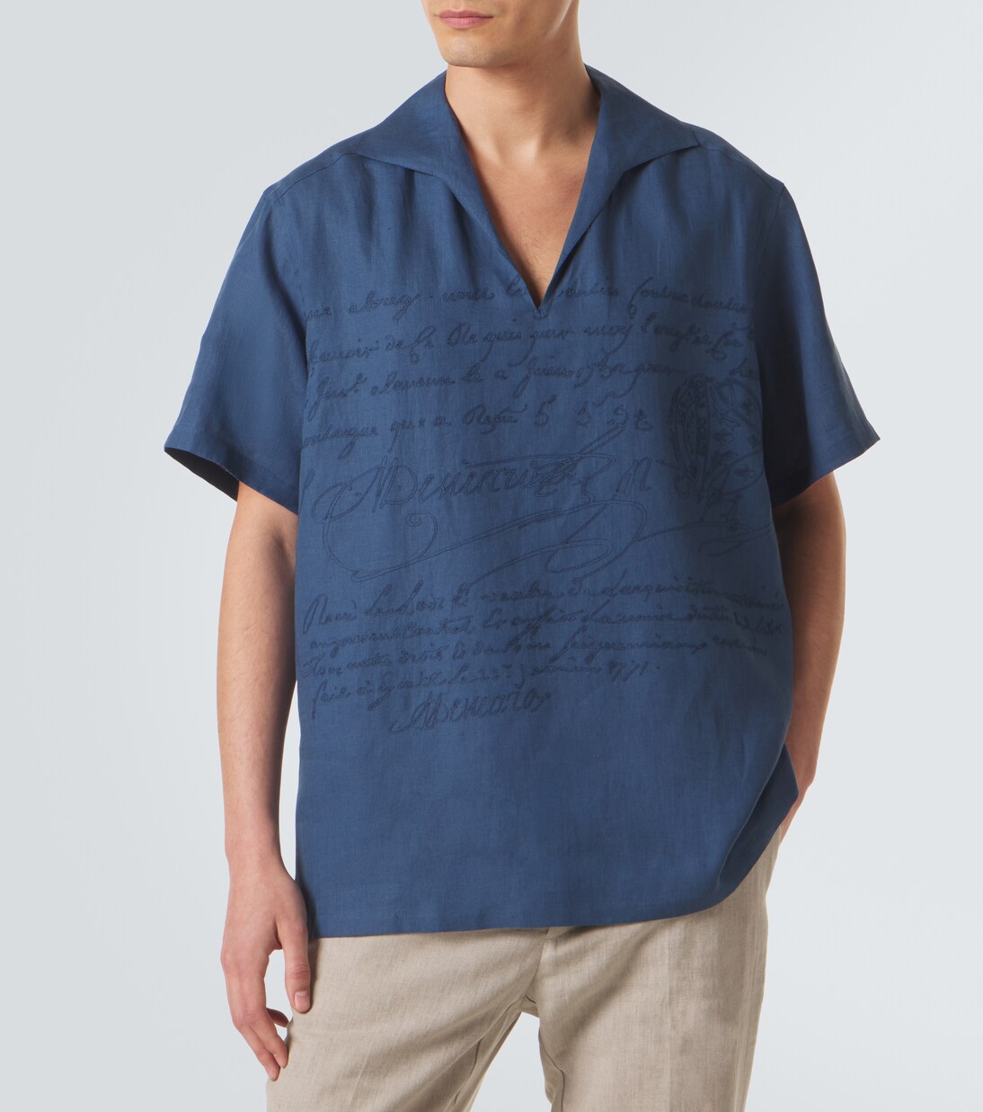 Scritto embroidered linen shirt | Berluti
