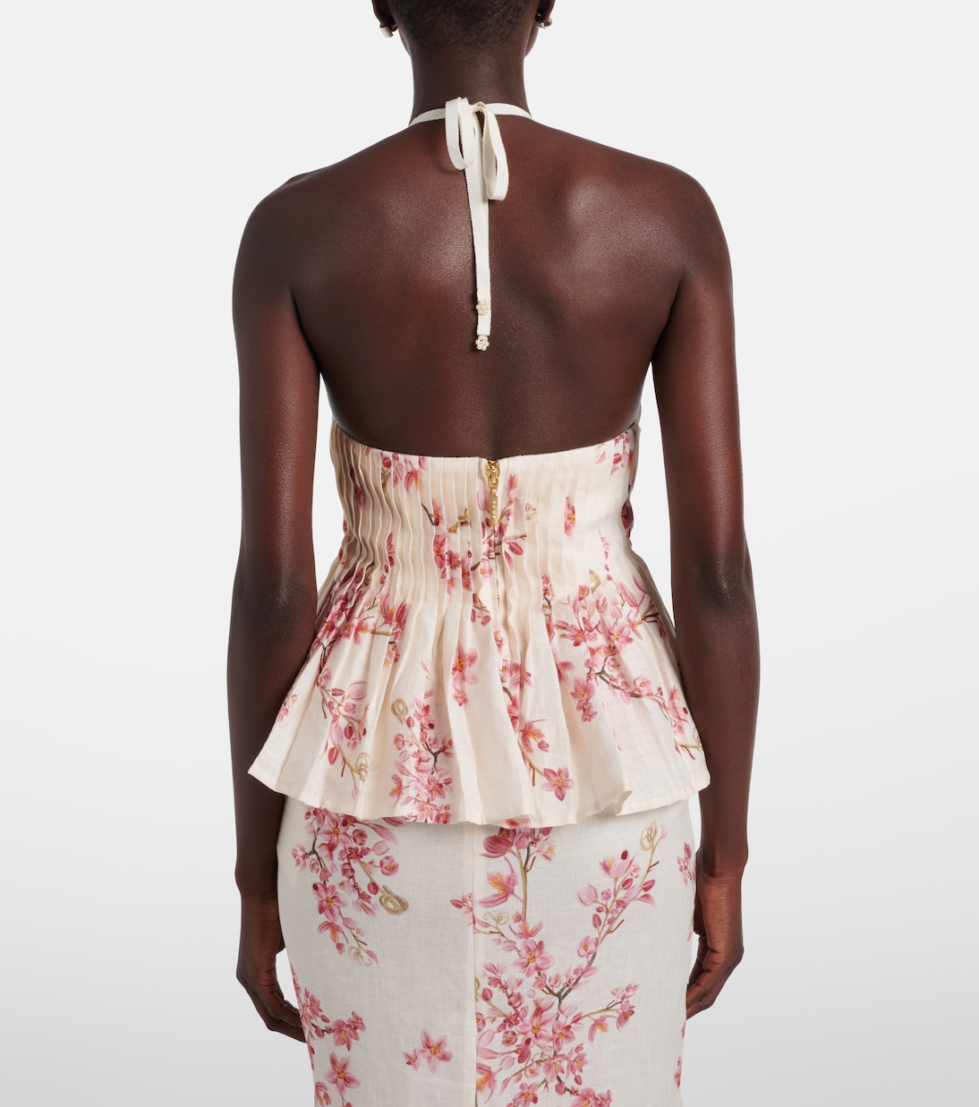 Caña floral pleated linen top | Agua by Agua Bendita
