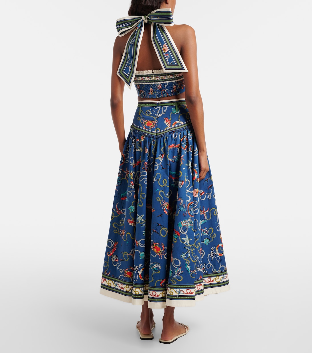 Falda larga Cove de algodón estampada | Alémais