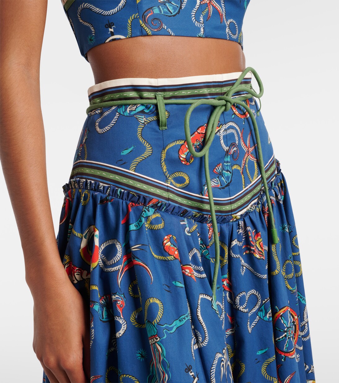 Falda larga Cove de algodón estampada | Alémais