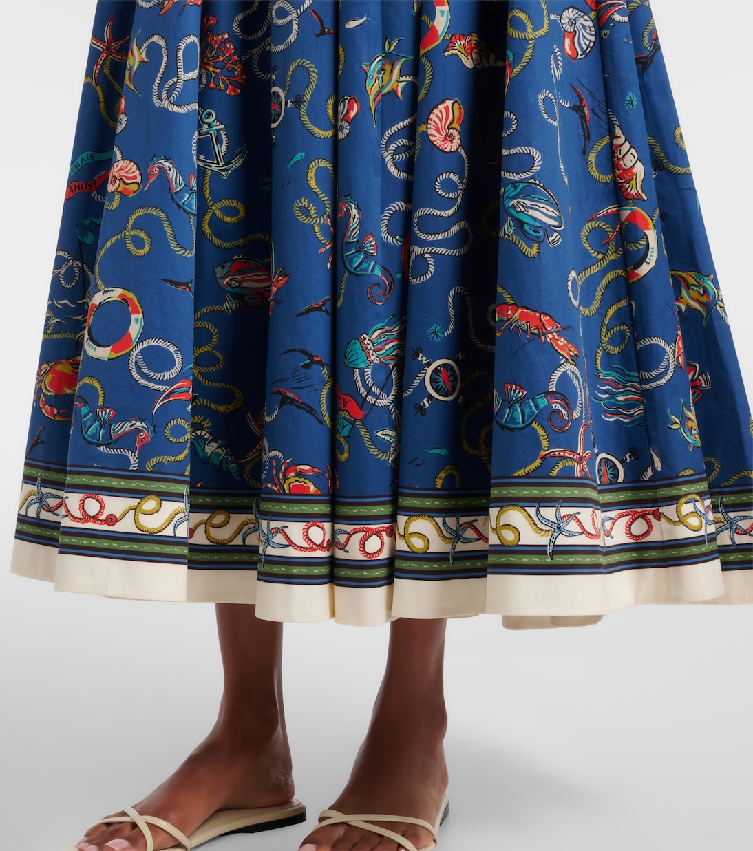 Falda larga Cove de algodón estampada | Alémais