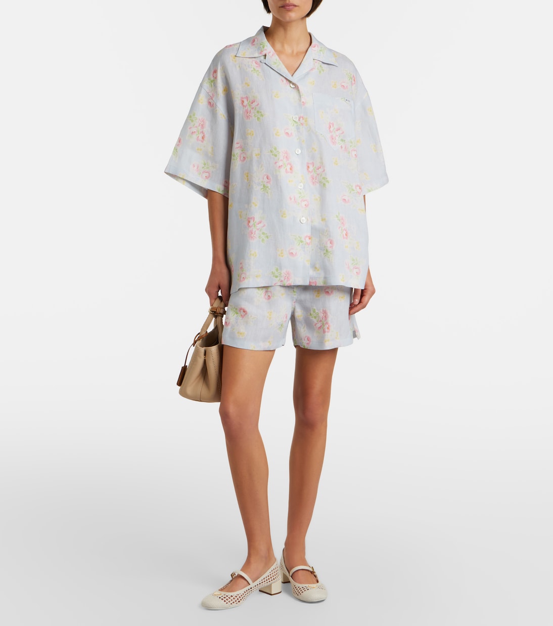 Chemise en lin à fleurs | Prada