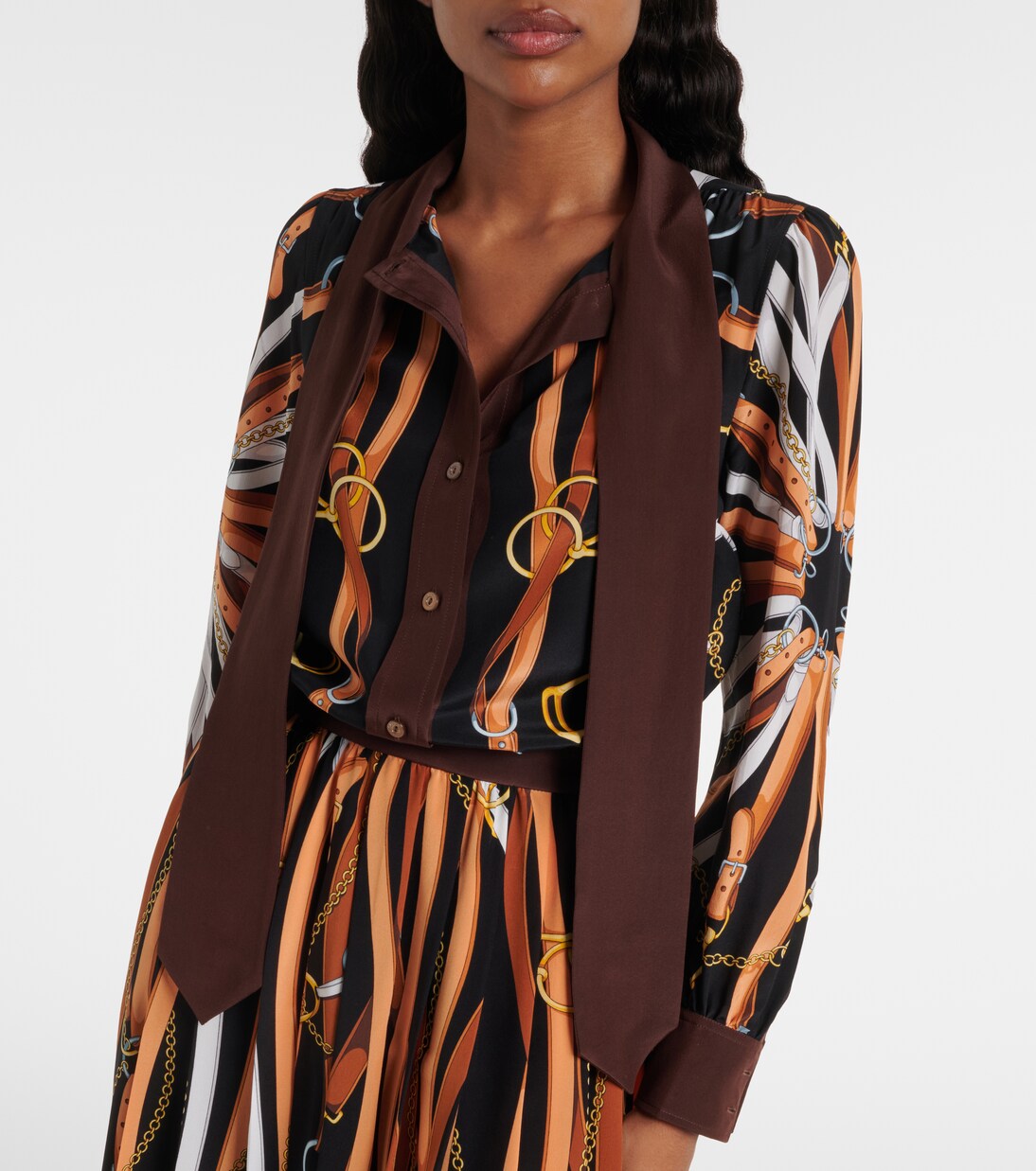 Printed tie-neck silk shirt dress | Gucci