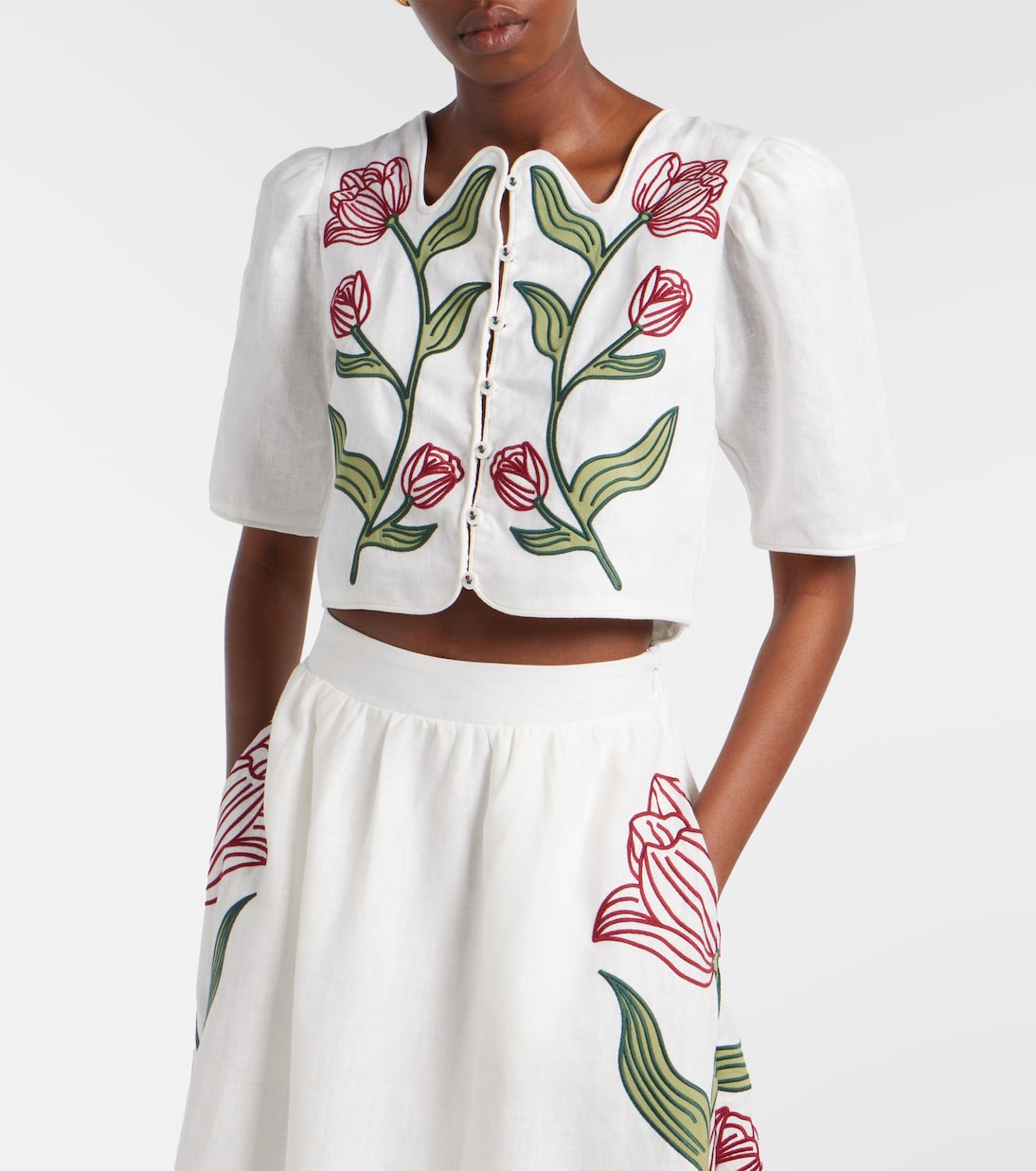 Chemise courte en lin brodée | Farm Rio